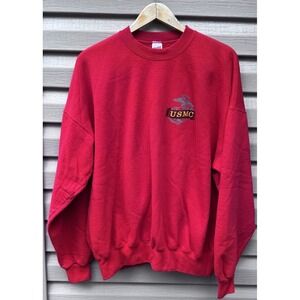 Vintage Marines Jumper Mens Red Soffee USMC Sweatshirt Made In USA 90s 2XL